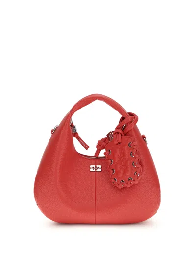 Ganni Women Mini Hobo Handbag In Red