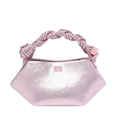 Ganni Women Mini Metallic Bou Handbag In Pink