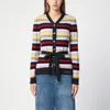 Ganni Women's Multicoloured Striped Cardigan With Belt In Multi
