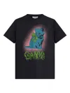 Ganni Neon Kitty Organic Cotton T-shirt In Black