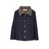 Ganni Bonded Denim Jacket Stitch Detailing In Blue