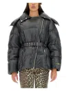 Ganni Black Shiny Nylon Puffer Jacket In Black