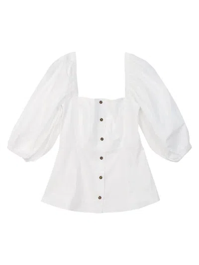 Ganni Women's Off-the-shoulder Cotton Poplin Shirt In Bright White