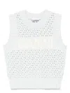 Ganni Textured Organic Cotton Blend Sweater Vest In Clear Blue