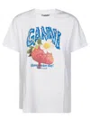 Ganni Womens Bright White Jersey Strawberry Printed Round-neck Cotton-jersey T-shirt In White
