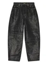 Ganni Shimmery Foil Stary Jeans In Black