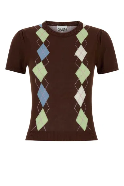 Ganni Women's Organic Cotton Knit Sweater In Brown