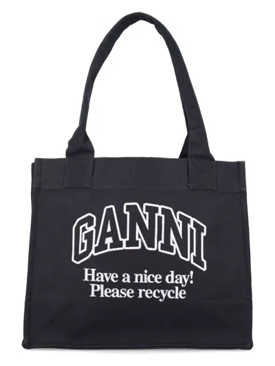 GANNI WOMEN'S ORGANIC COTTON LARGE TOTE BAG