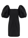 Ganni Cotton Poplin Puff Sleeve Mini Dress