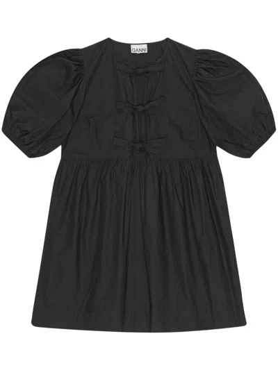 Ganni Women Organic Cotton Mini Dress In Black