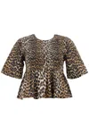 Ganni Organic Cotton Top Smock For In Animal Print