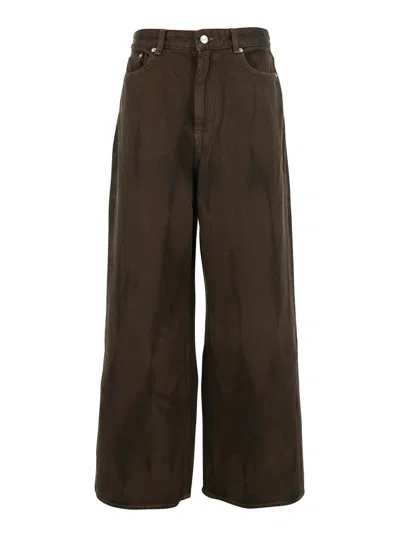 Ganni Women Overdyed Heavy Denim Baggy Jeans In Brown