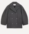 Ganni Women's Oversized Midi Peacoat In Gray