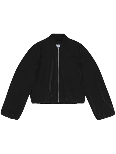 Ganni Women Overszied Short Bomber Jacket In Black