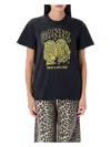 Ganni Basic Jersey Owls Relaxed T-shirt T-shirts Black In Phantom