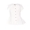 Ganni Short Cotton Shirt With Ruffles In White