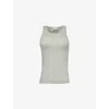 Ganni Womens Paloma Melange Logo-embroidered Stretch-organic Cotton Jersey Top