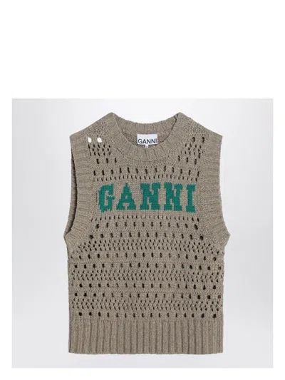 GANNI WOMEN'S PERFORATED VEST WITH LOGO INLAY