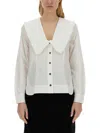 Ganni Shirt With Peter Pan Collar In White