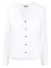Ganni Ruffled Collar Blouse Featuring Pleats In White