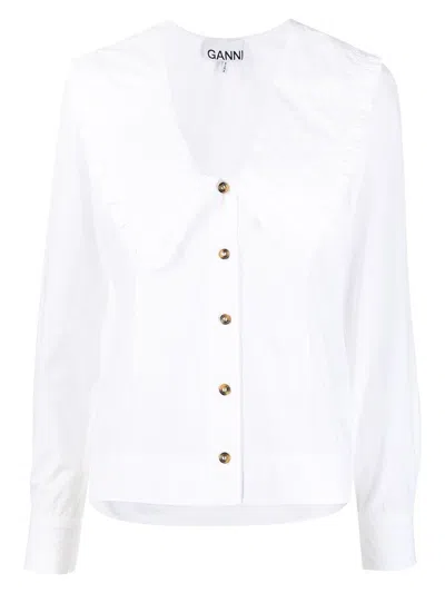 GANNI WOMEN'S PETER PAN COLLAR SHIRT