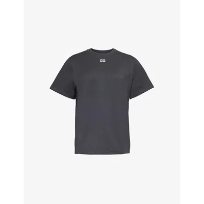 Ganni Womens Phantom Crystal-embellished Organic-cotton T-shirt In Black