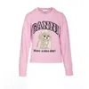 Ganni Womens Chalk Pink Poodle Logo-motif Wool-blend Knit Jumper Xs In Pink