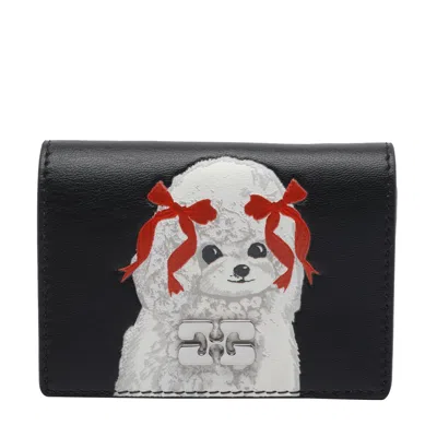 Ganni Women Poddle Logo Cards Holder In Black