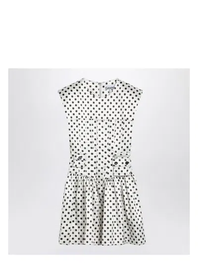 GANNI WOMEN'S POLKA DOT SATIN MINI DRESS WITH CORSET