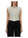 Ganni Polka Dots Corset Blouse In Ivory