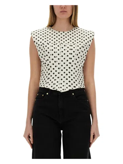 GANNI WOMEN'S POLKADOT CORSET TOP