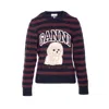Ganni Multicolor Graphic Wool Mix Poodle Stripe Sweater In Multi
