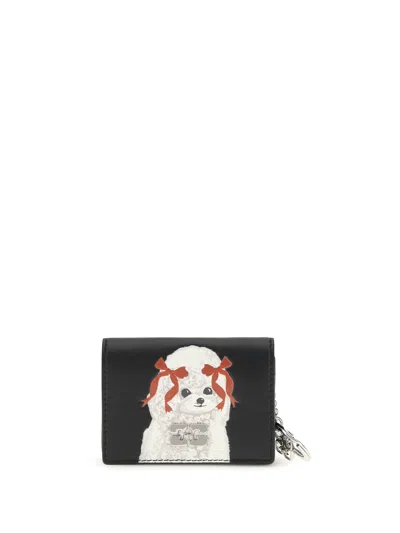 Ganni Women Poodle Print Card Holder In Black