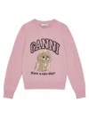 Ganni Poodle Pink Crewneck Jumper In Pink