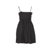 Ganni Black Sleeveless Dress With Spaghetti Straps And Bow Detail On The Rear