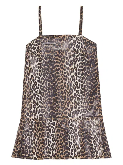 GANNI WOMEN'S PRINT DENIM STRAP DRESS