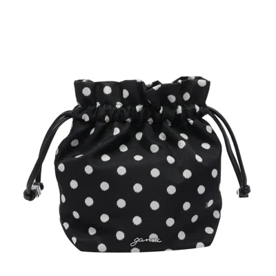 Ganni Women Printed Bou Bucket Pouch With Dots In Black