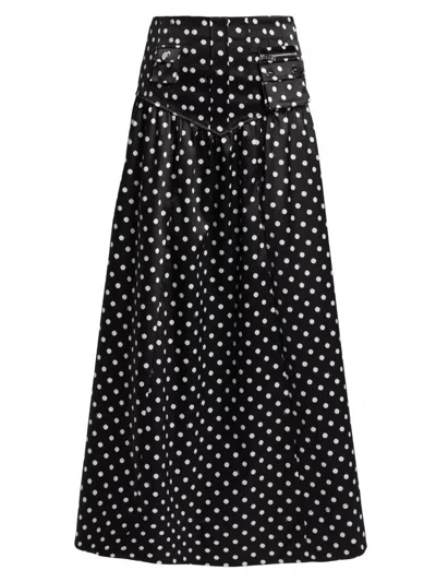 Ganni Women's Printed Double Satin Corset A-line Maxi Skirt In Black