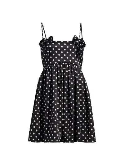 Ganni Multicolor Recycled Polyester Casual Dress In Black