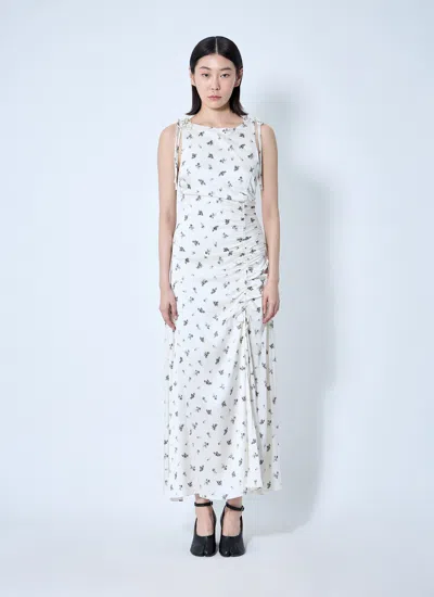 Ganni Women Printed Gathered Maxi Dress In White