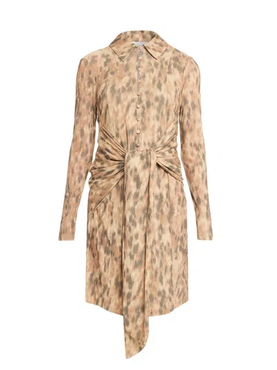 Ganni Marl Printed Mesh Midi Dress In Multi
