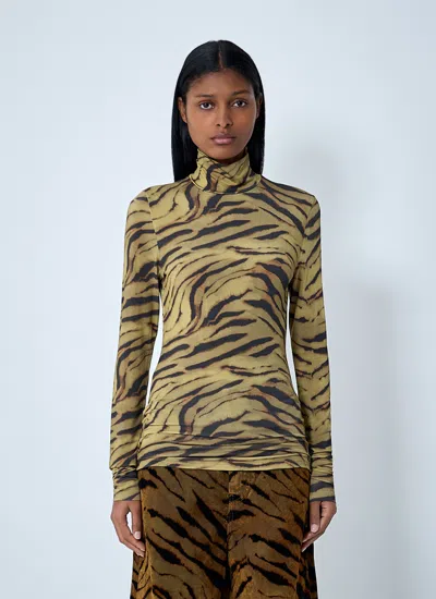 GANNI GANNI WOMEN PRINTED MESH TOP