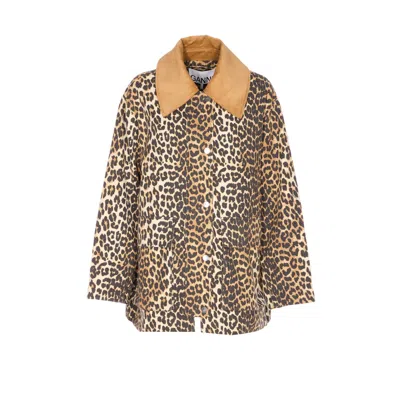 Ganni Women Printed Midi Jacket In Animal Print