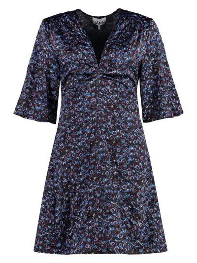 GANNI WOMEN'S PRINTED SATIN DRESS