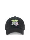 Ganni Women Puppy Baseball Cap In Black