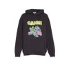 Ganni Isoli Oversized Hoodie With Graphic Puppy Print In Black