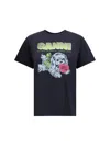 Ganni Organic Cotton T-shirt Featuring Dog Graphic In Black