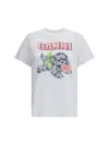 Ganni Graphic Print Crew Neck Short Sleeve Top In White