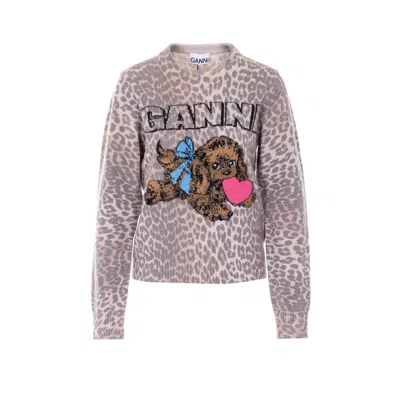 Ganni Women Puppy Wool Sweater In Brown