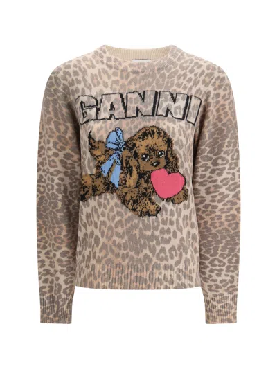 Ganni Women Puppy Wool Sweater In Neutral
